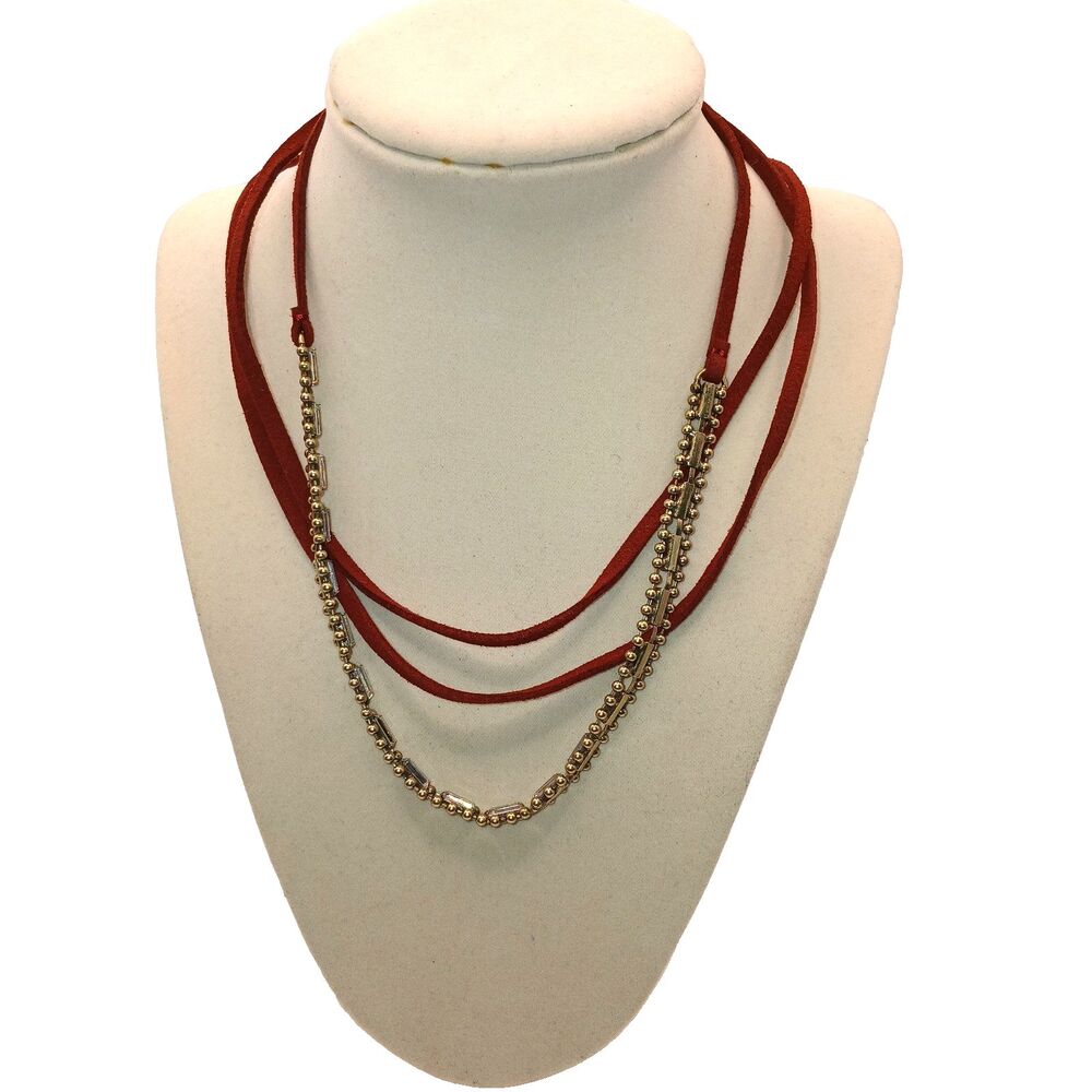 Jen Atkin Chloe Isabel Crystal Red Cord Wrap Choker Necklace Bracelet READ
